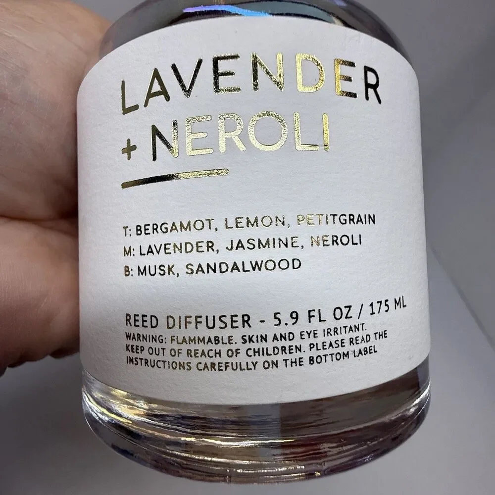 Lavender + Neroli Iridescent Glass Bottle Reed Diffuser 5.9 Fl Oz Sealed New